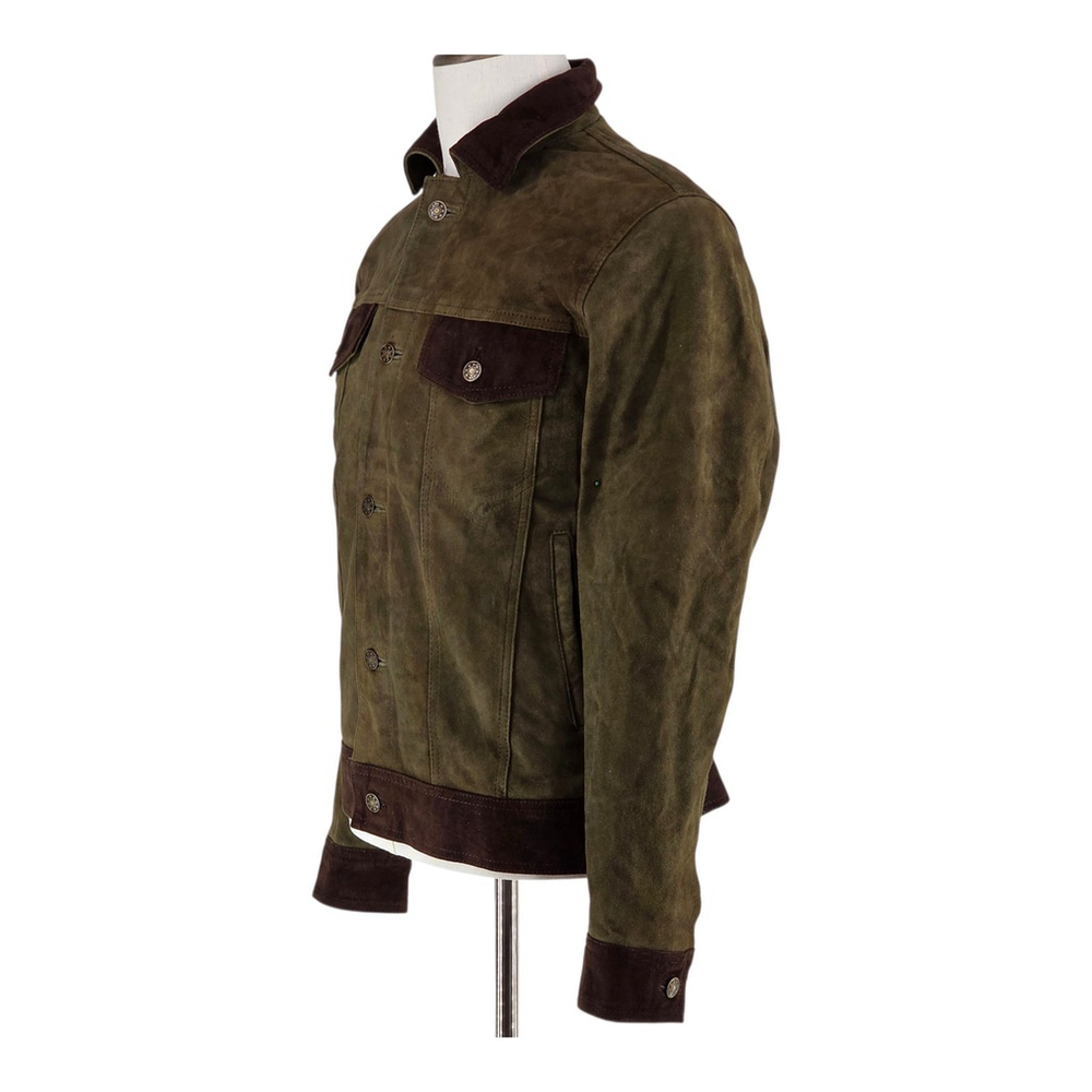 Men's Olive Suede Jacket - Picture 4 of 12